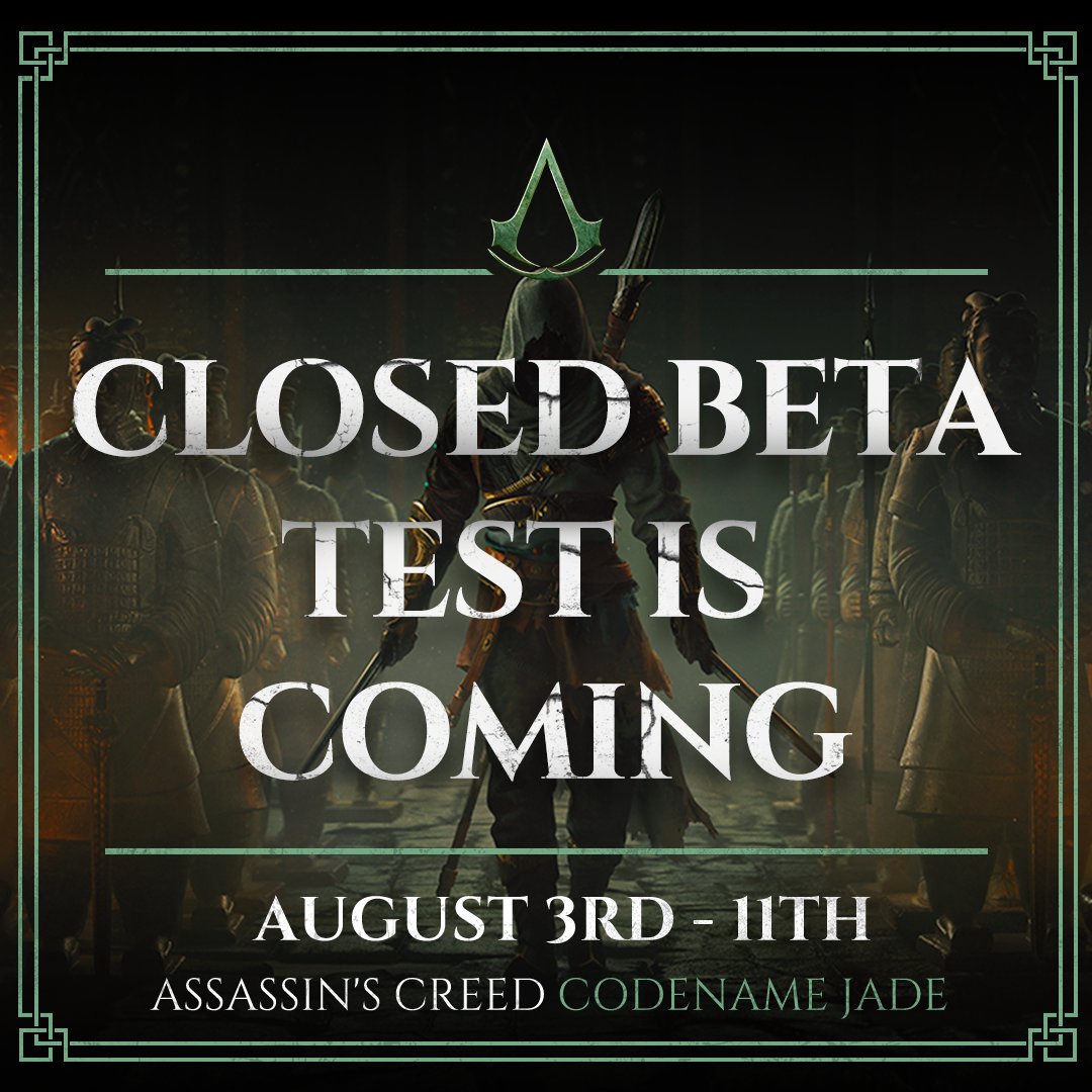 Assassin's Creed Codename Jade's First Closed Beta Test starts on August 3rd, 2023! 
We will send Closed Beta invites and pre-download instructions on August 1st, 2023. Please keep an eye on your emails!
assassinscreedcodenamejade.com/newsdetail.htm…