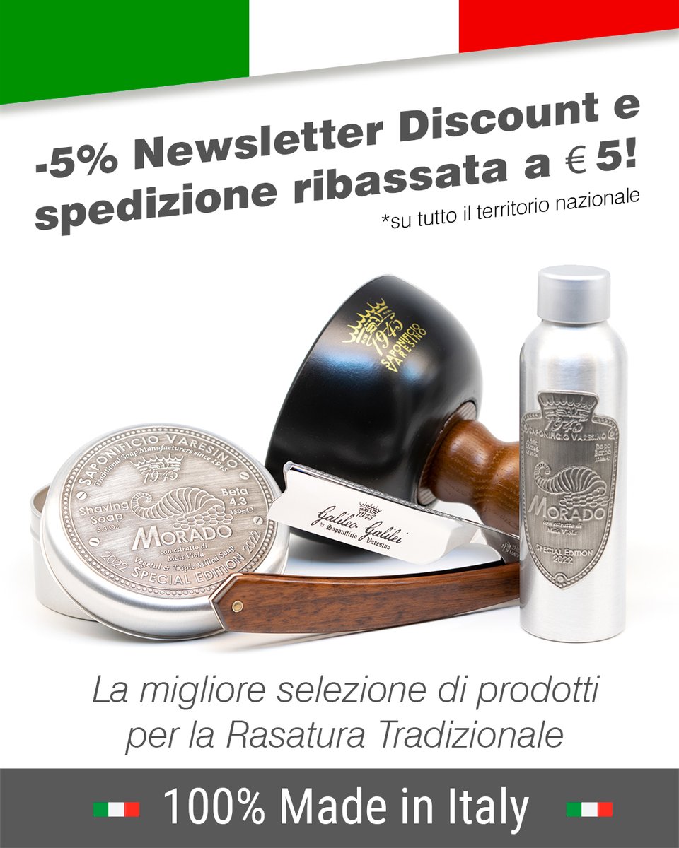 Da oggi vi garantiamo la spedizione sul territorio nazionale italiano a soli 5€ con corriere espresso TNT e con l'iscrizione alla Newsletter un ulteriore 5% di sconto! 
Segui il link:
saponificiovaresino.com/svstore/sv-new…