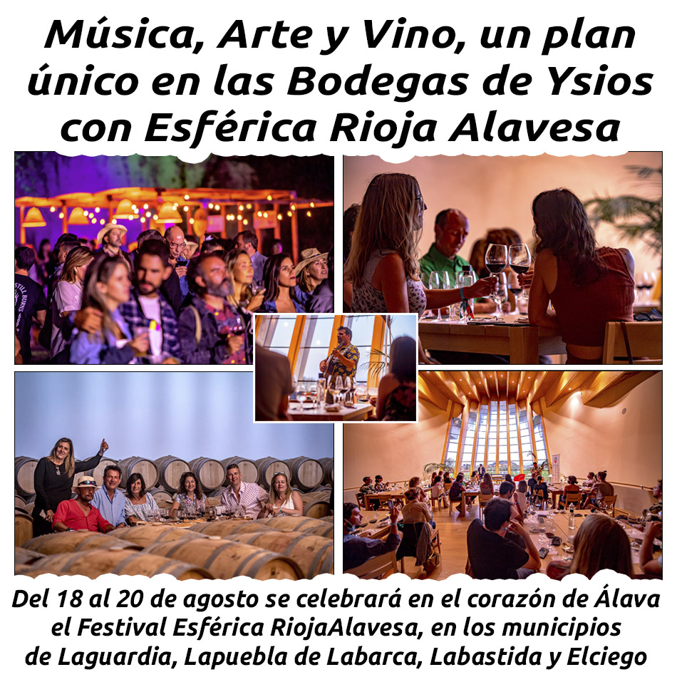 hosteleriaenvlc's tweet photo. MÚSICA, ARTE Y VINO, UN PLAN ÚNICO EN LAS BODEGAS DE YSIOS CON ESFÉRICA RIOJA ALAVESA
https://t.co/wabAtsZxKg
@esfericaRA @Pernod_Ricard @Pernod_RicardES #FestivalEsfericaRiojaAlavesa #BodegasYsios #Ysios #Festival #EsfericaRiojaAlavesa #PernodRicard #HosteleriaEnValencia #Alava https://t.co/LtSN4LnrIL