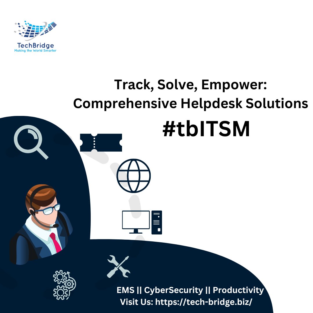 techbridgeindia's tweet image. Our Helpdesk Tool provides comprehensive issue tracking, empowering proactive problem-solving with detailed support request records.
#TechBridge #tbITSM #HelpdeskSolutions #ProactiveSupport  #ProblemSolving #EmpoweringSupport #SupportRequestRecords #CustomerService #Efficiency