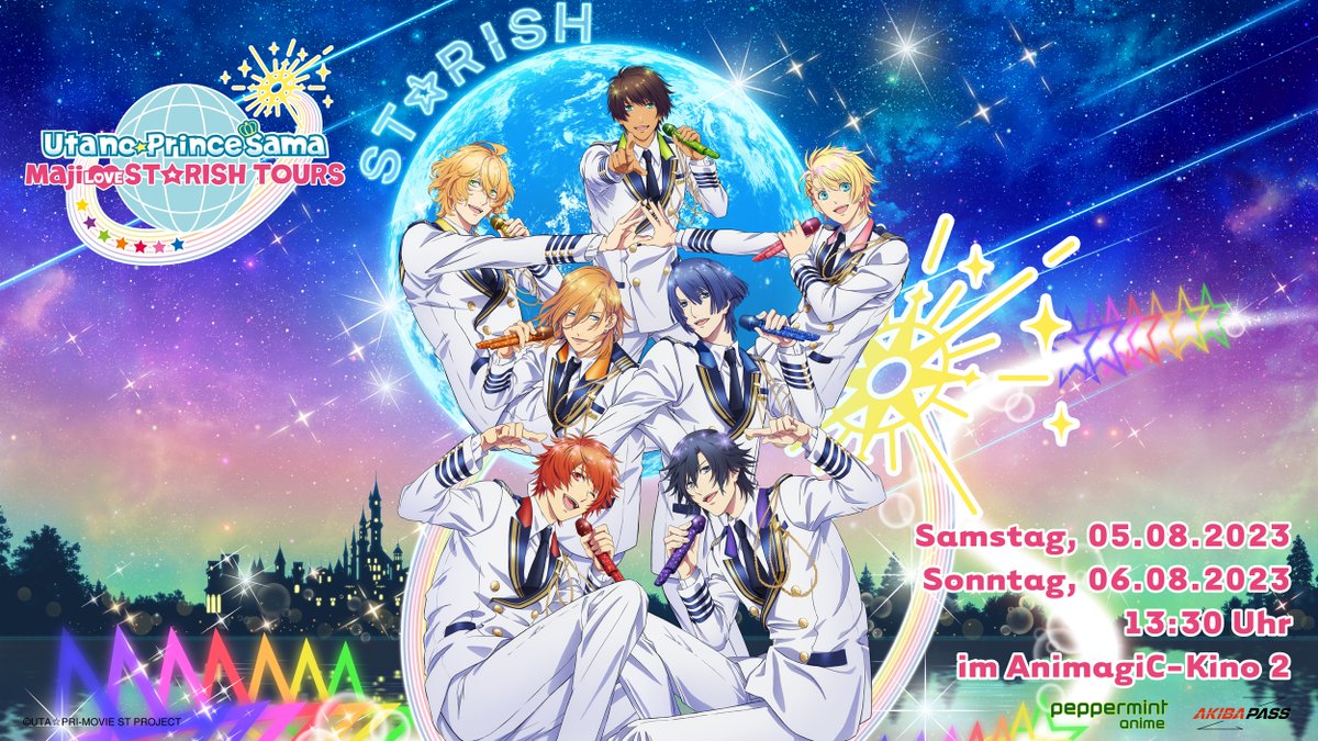 PepperAnime's tweet photo. Nur noch 4 Tage bis zur #AnimagiC2023!
#UtanoPrincesama Maji LOVE ST☆RISH TOURS inklusive dem Special "The Journey Begins"! laufen am Samstag und Sonntag ab 12:45 Uhr im AnimagiC Kino 2 als Double Feature!
#anime #manga #UtaPri #SummerOfAnimagiC @AnimagiCtweet https://t.co/J8eDBIVuzX