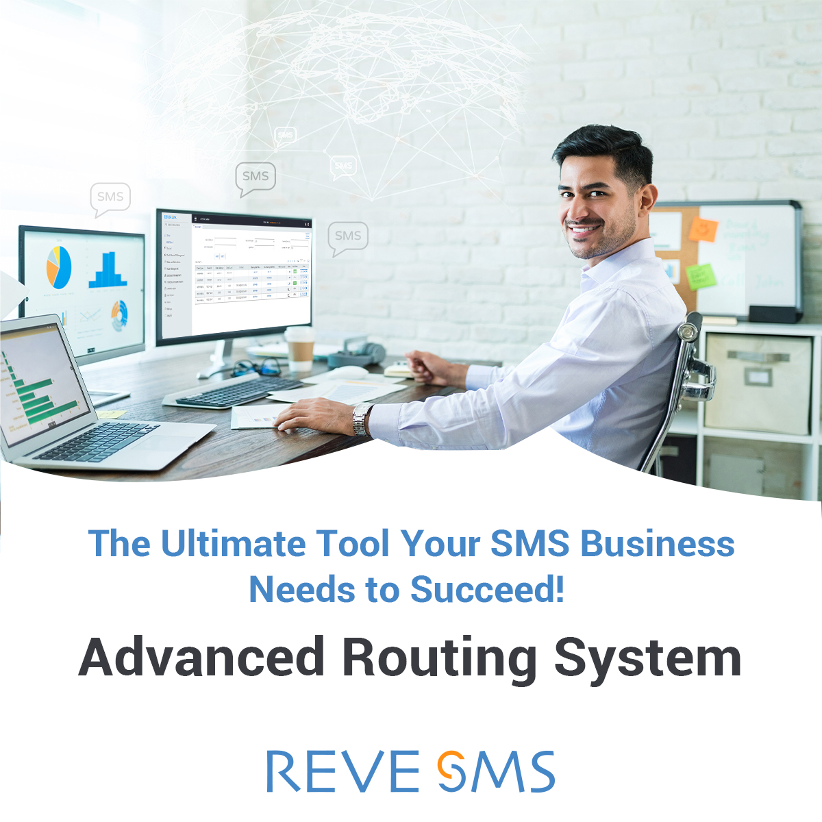 REVESystems's tweet photo. Experience unparalleled performance in your SMS business with REVE SMS advanced routing. 
For free demo visit: https://t.co/pXdJO7DJ2h
#smsgateway #revesms https://t.co/rth35Bxq4u