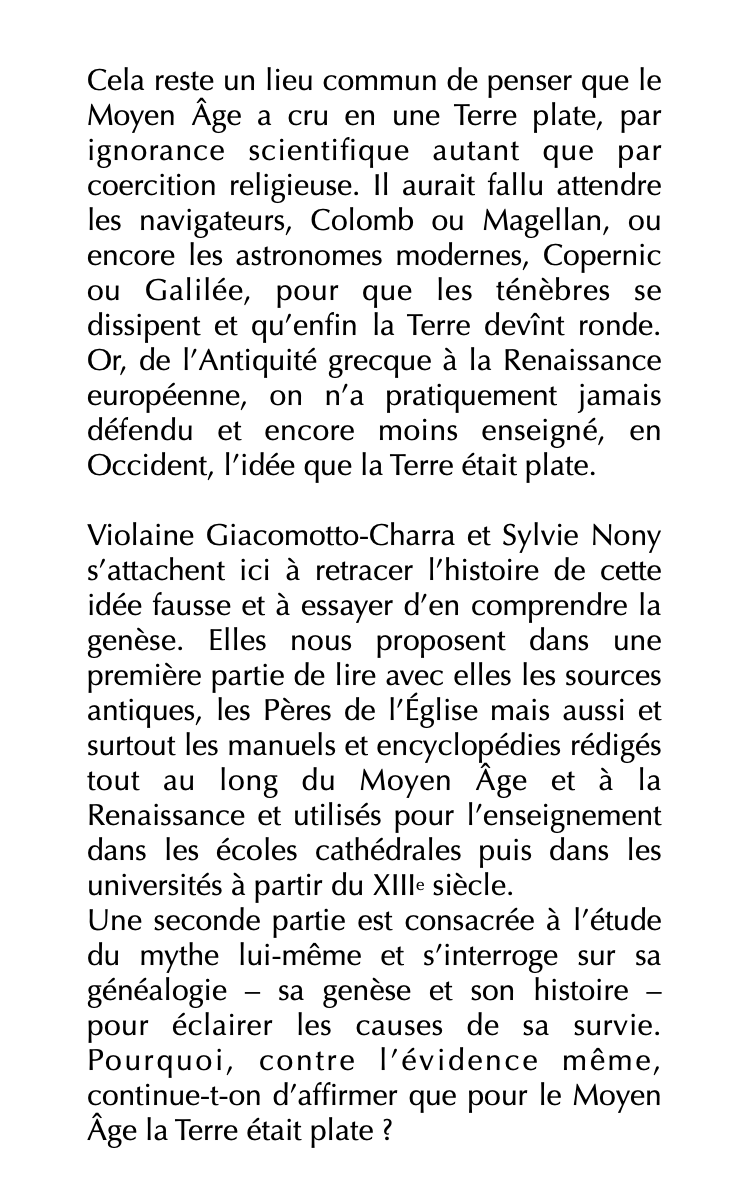 flr_louis's tweet photo. Nouvelle édition au format poche de Violaine Giacomotto-Charra et Sylvie Nony - La Terre plate

Généalogie d'une idée fausse

À paraître en septembre chez Gallimard https://t.co/xTbxKSMtTC