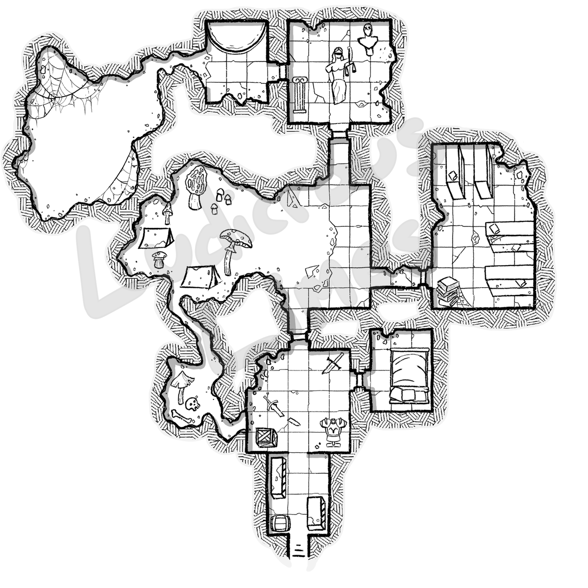 LimesAdventureC's tweet photo. I haven't made a map in over a year. But, here ya go. Especially happy with the spooder webs

#DnD #dndart https://t.co/6JZbdOp5rK
