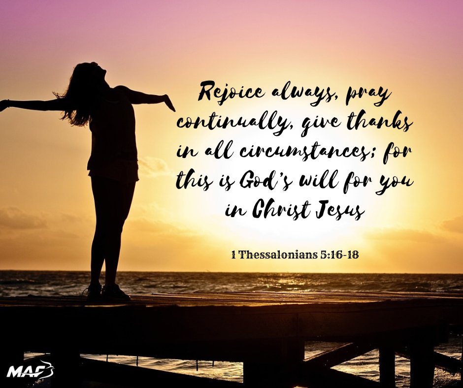 mafuganda's tweet photo. Rejoice always 💃, pray continually 🙏, give thanks in all circumstances🤝; for this is God’s will for you in Christ Jesus. 1 Thess 5:16-18
#HappyNewWeek
#flyinglife @wanamdynasty24 @MafKenya @flying4life @maf_us @mafcanada @MAF_Australia @damalie27 @UgandaCAA @TheBigPygmy https://t.co/iIIFYiC3NY