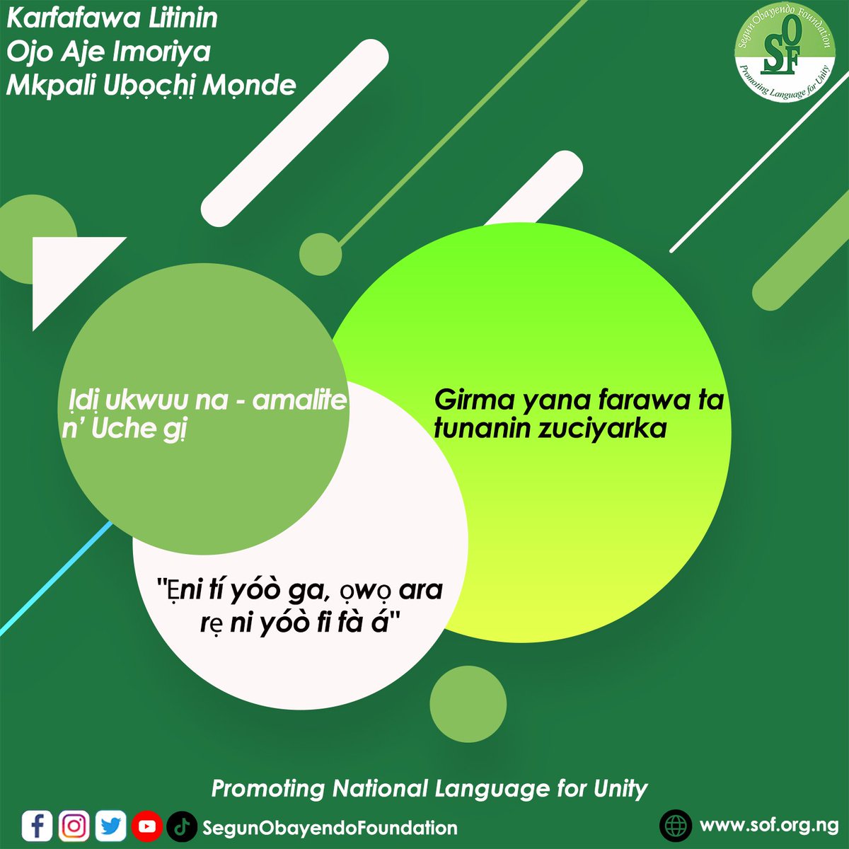 ObayendoFound's tweet photo. 'Greatness begins with your mindset'.

#segunobayendofoundation #languagelearning #languagedevelopment #promotinglanguage #motivationmonday #yorubalanguage #hausalanguage #igbolanguage #NationalUnity #ngo https://t.co/FgomQPlfLI