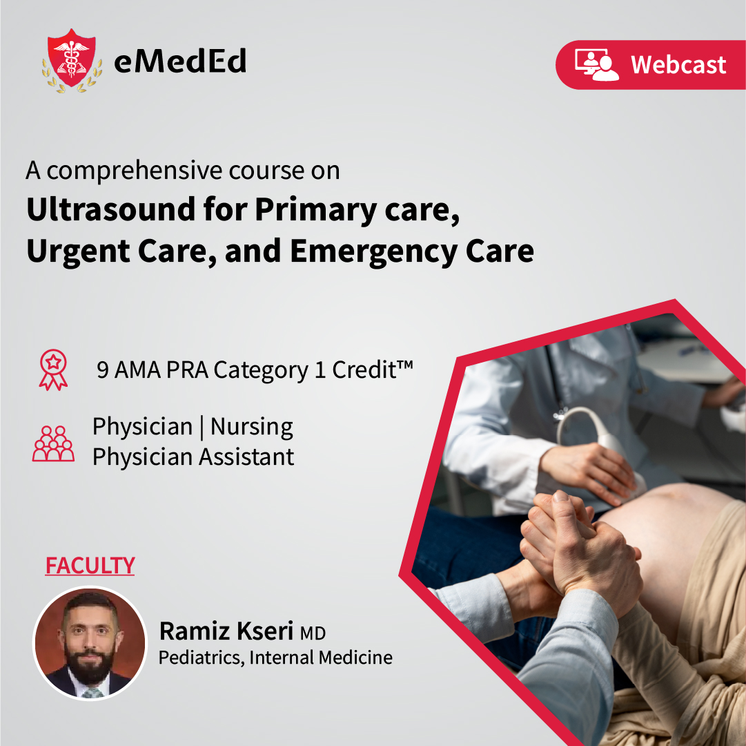 Join us to gain a deep understanding of ultrasound techniques and their applications in various medical specialties.

Register Now: bit.ly/44H7MnK

#eMedEd #CME #UltrasoundCourse #MedicalSpecialties #LungUltrasound #AbdominalUltrasound #HealthcareProfessionals