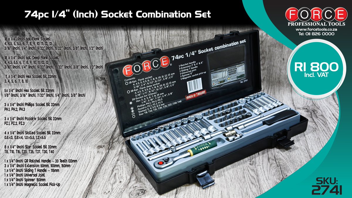 ForceTools's tweet photo. The 74pc 1/4-inch Socket Combination Set - Your Go-To Solution for Tackling Any Job with Ease! 💪
View this product & its contents:
https://t.co/XJB8OuukjU
#ForceTools #FeaturedItem #ToolLife #WeLoveTools #WorkSmartNotHard #VisitOurStore #BuyOnline #Sockets #SocketSet https://t.co/HtbNZyTFSO