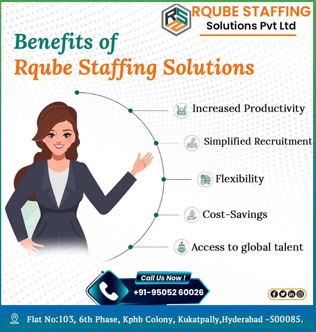 Benifits of Rqube Staffing Solutions 
contact :+91 92469 19009
#rqubestaffing #beststaffingagency #Rqube #bestservuiceprovider
#staffingagency #flexibility #beststaffingnetwork #Rqubeprivatelimited #costsaving #beststaffingneeds