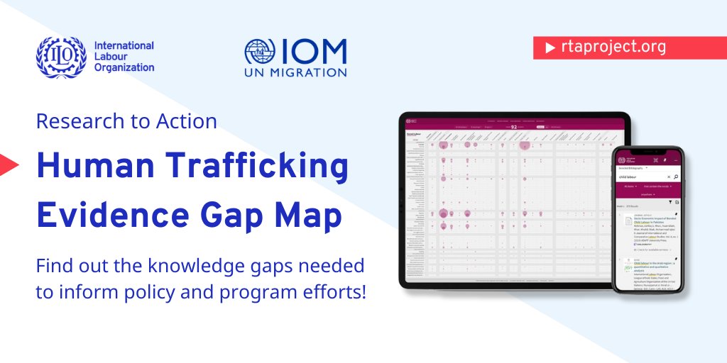 ILO action to End Forced Labour (@ilo_endslavery) on Twitter photo 🔍 Knowledge is power!
On #WorldDayAgainstTrafficking, we launch the #HumanTrafficking Evidence Gap Map with <a href="/UNmigration/">IOM - UN Migration 🇺🇳</a> – a powerful resource to identify knowledge gaps.
🤝 Explore in English, French, and Spanish now: bit.ly/3q5eFQu
#EndHumanTrafficking 🔍 Knowledge is power!
On #WorldDayAgainstTrafficking, we launch the #HumanTrafficking Evidence Gap Map with <a href="/UNmigration/">IOM - UN Migration 🇺🇳</a> – a powerful resource to identify knowledge gaps.
🤝 Explore in English, French, and Spanish now: bit.ly/3q5eFQu
#EndHumanTrafficking