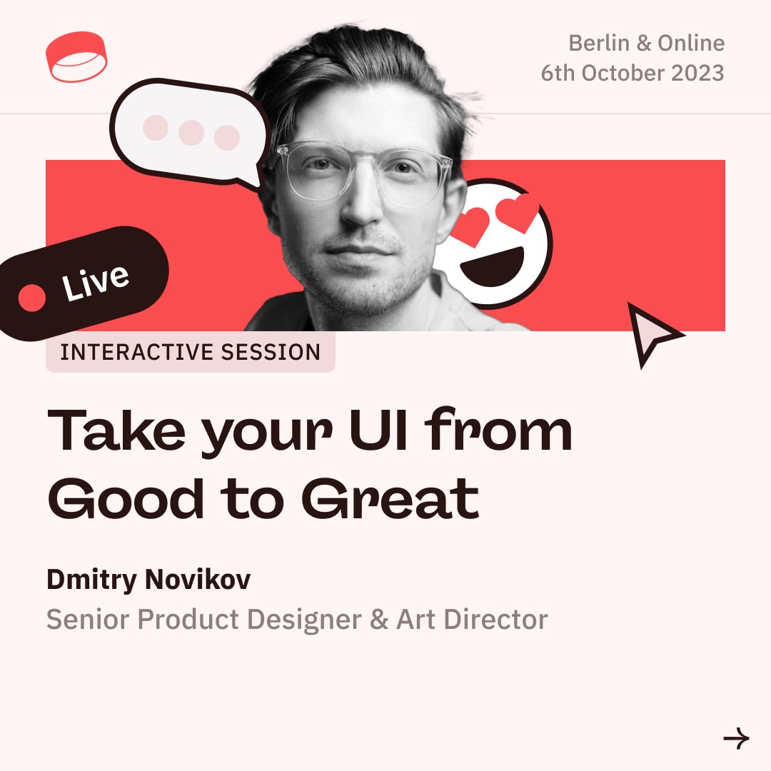 Announcing the last of our interactive sessions: Taking your UI from Good to Great with the one and only <a href="/novikoff/">Dimitri Novikov 🇺🇦</a> !

From tomorrow on, online ticketholders can reserve one of the 70 free spot in his session. Don't miss out.

hatchconference.com/online/interac…