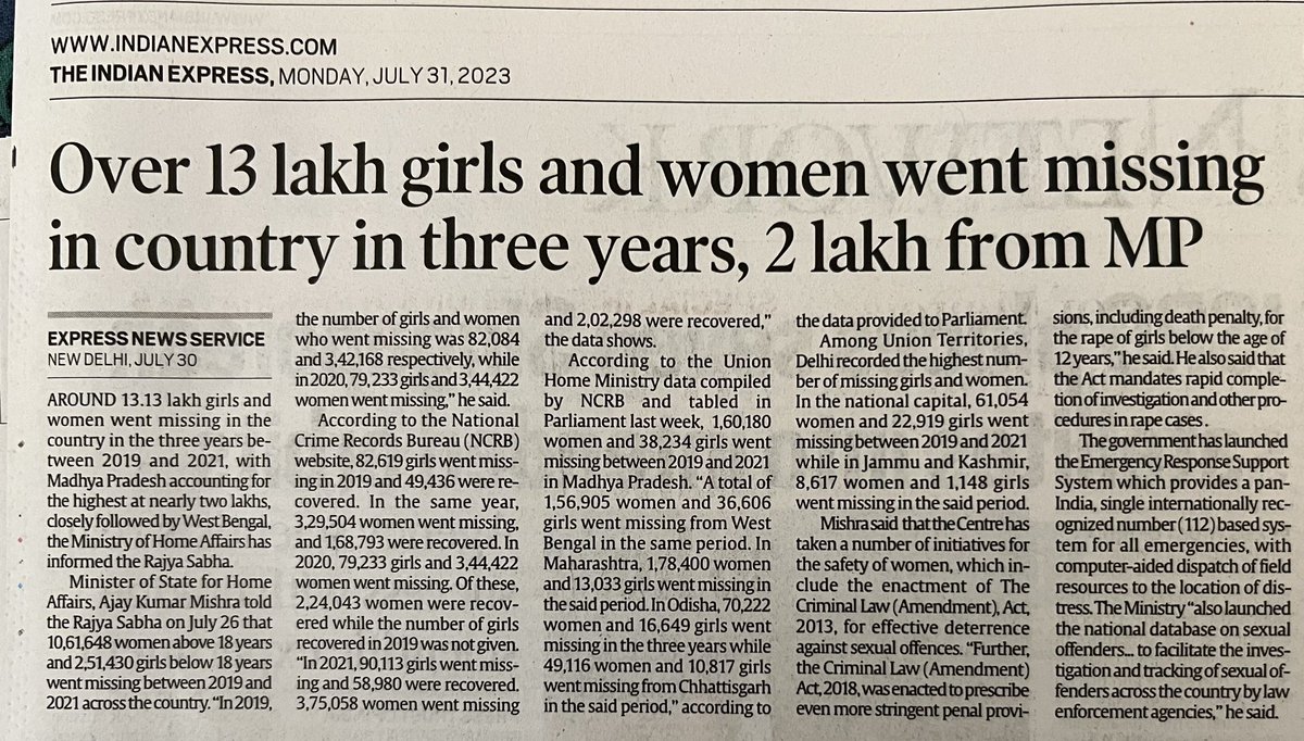 Over 13 lakh girls and women have gone missing in India within the past 3 years! It's time for urgent action and accountability. 
#MissingGirls