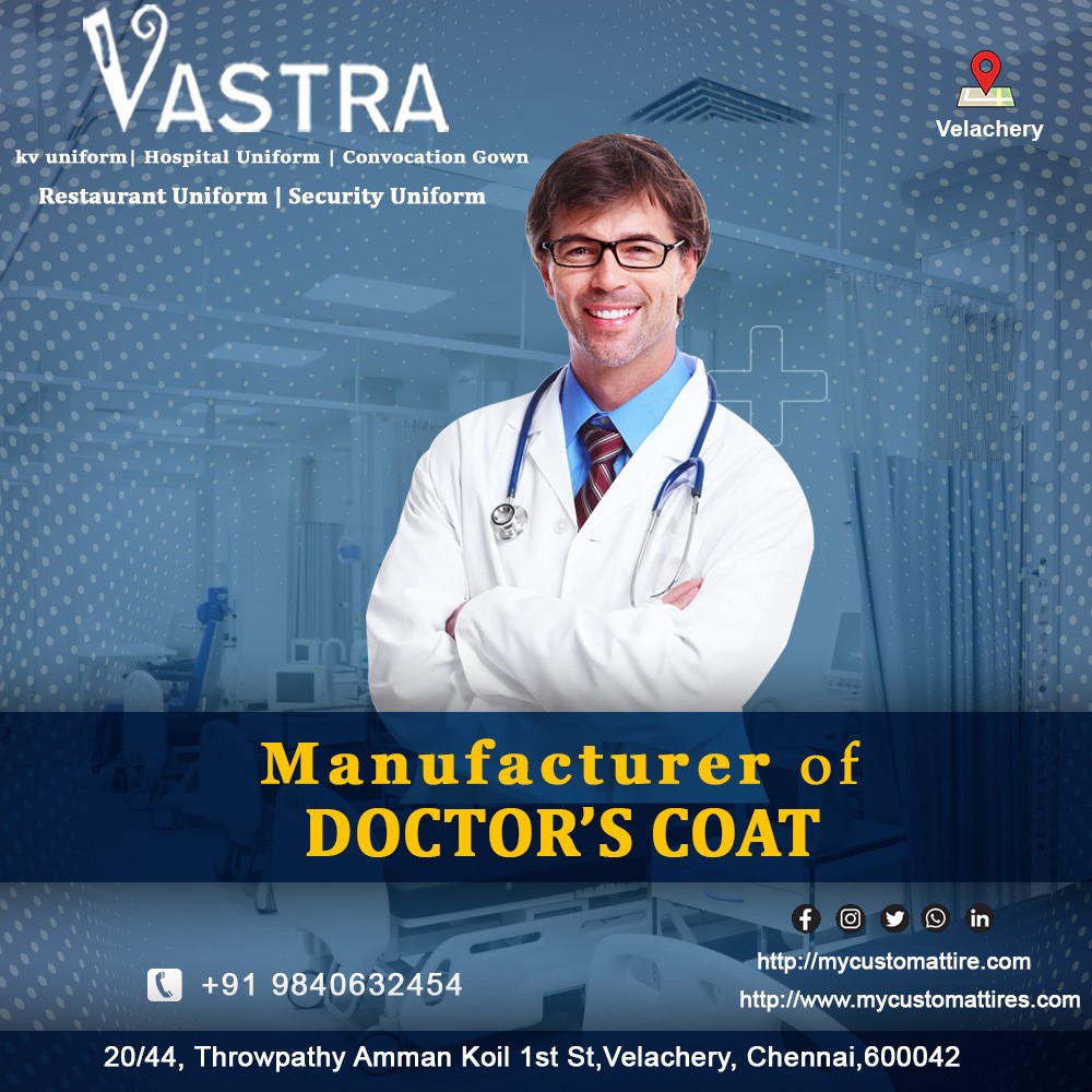 Vastra custom attire 
✔️Get your Doctors Coat stitched at 'VASTRA.'
☎For Enquiry Call Us: +91 98406 32454
#vastra #coat #doctorscoat #stiched #perfectstiching #uniform #Clothing #Clothingdress #fitting #designed #uniforms #school #schooluniform #embroidery #students #uniform