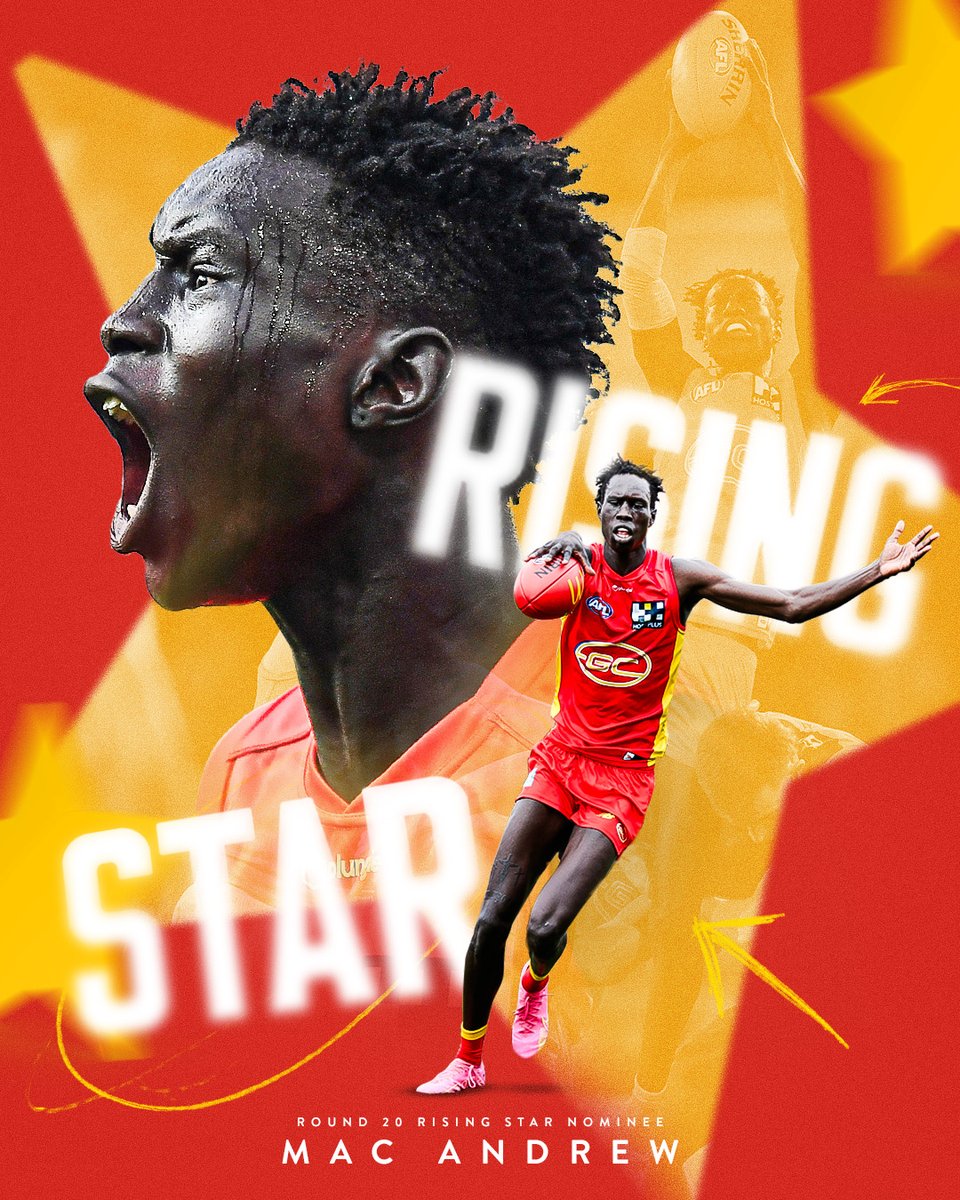 GoldCoastSUNS's tweet photo. Mac Andrew is your Round 20 Rising Star Nominee ⭐️ https://t.co/PkRo8o4RK3