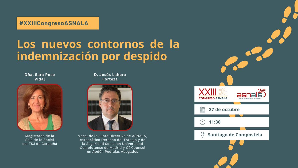 ASNALA_'s tweet photo. ⚖️⁉️➡️ En el #XXIIICongresoASNALA analizaremos y plantearemos soluciones a los problemas prácticos actuales de mayor relevancia para los operadores jurídicos laborales. ¡No te quedes con dudas, vente a Santiago! https://t.co/hw07JTM46k

#Laboralista #Formación https://t.co/vrtTYO8om3