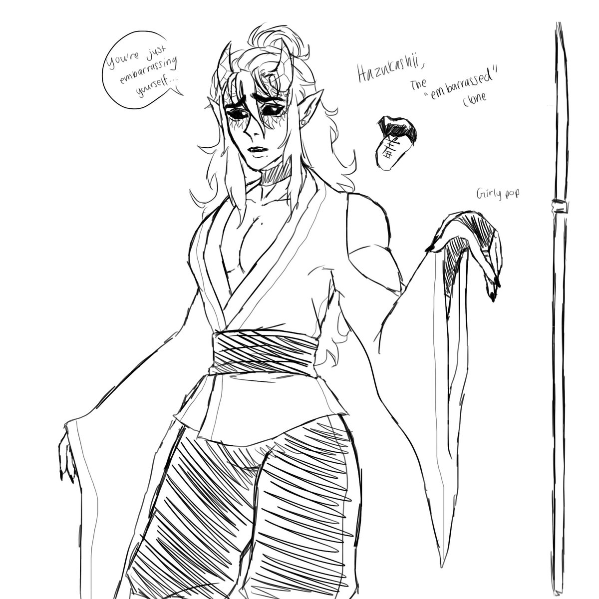 aizetsuismybbg's tweet photo. i don’t have any art piece finished so have this. hantengu oc clone simple redesign for hazukashii, the embarrassed clone aka MY BBGGGGGG I LOVE HIM
#hantengucloneoc https://t.co/ndLQwDW3sy