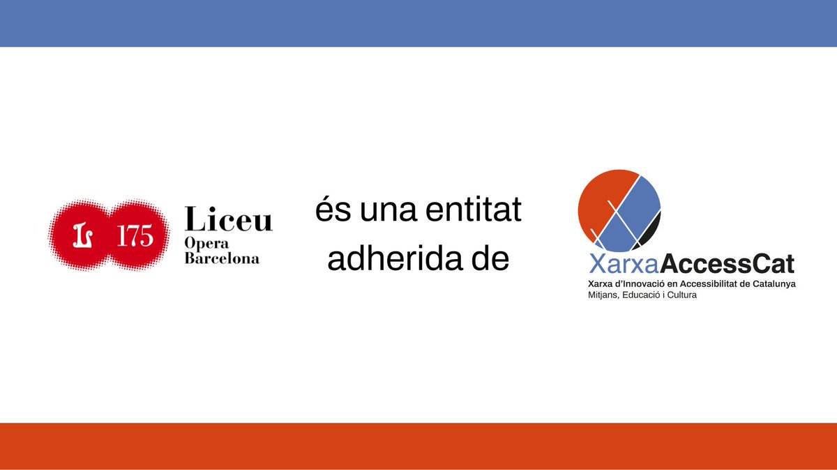 XarxaAccessCat's tweet photo. El Gran Teatre del Liceu, @Liceu_cat, també és una entitat adherida de la Xarxa AccessCat, la Xarxa d'#Innovació en #Accessibilitat de Catalunya 🔝
El suport de la #cultura és crucial per poder fer de l'#accessibilitat a la informació i la comunicació un valor universal 🌍 https://t.co/fppZCBWpYe