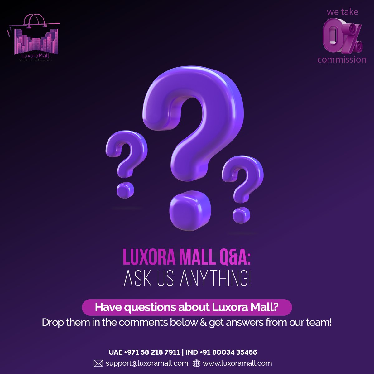 We're all ears! 🙌🏻💬 Drop your questions about Luxora Mall in the comments, and our team will be happy to answer them all! Let's connect and make your virtual shopping experience exceptional! 🛍️💡
.
.
.
.
#LuxoraMall #JUNGKOOKxinkigayo #askanything #BTSARMY