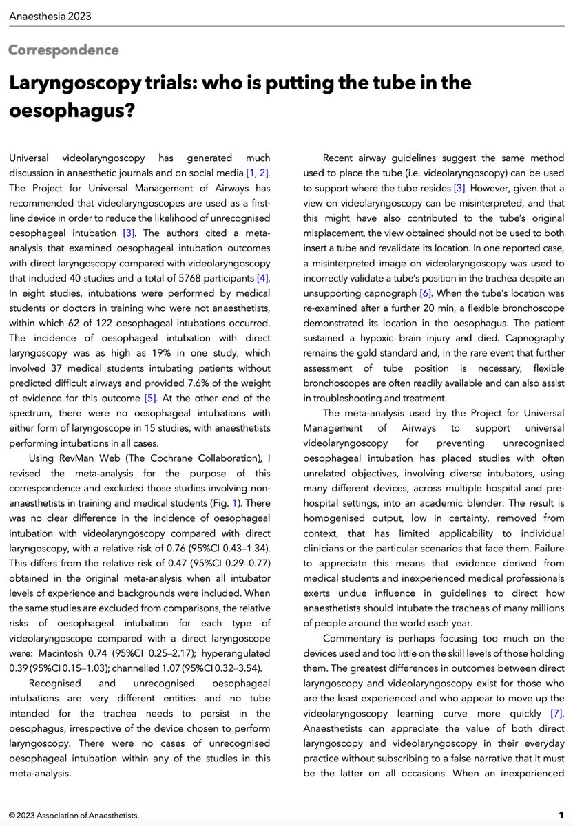 Anaes_Journal's tweet photo. 🔓Laryngoscopy trials: who is putting the tube in the oesophagus?

"When an inexperienced intubator is planning the airway of a critically ill patient, there should be less focus on which laryngoscope and more on finding a suitably skilled clinician."

🔗https://t.co/uEXmPyqYlK https://t.co/vYINpdZCoE