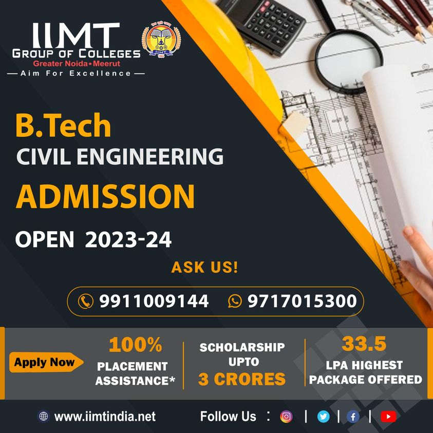 iimtnoida's tweet photo. Civil Engineers must be able to think outside the box.
B. Tech Civil Engineering
ADMISSIONS OPEN:  2023-24
https://t.co/UOh7RIbr6l
Call Us: 9520886860
#IIMTIndia #IIMTian
#IIMTNoida #Admissionopen #IIMTDelhiNCR
#AdmissionOpen2023_24 #BTechCivilEngineering
#AKTUadmission2023_24 https://t.co/MBbO0e3eb0