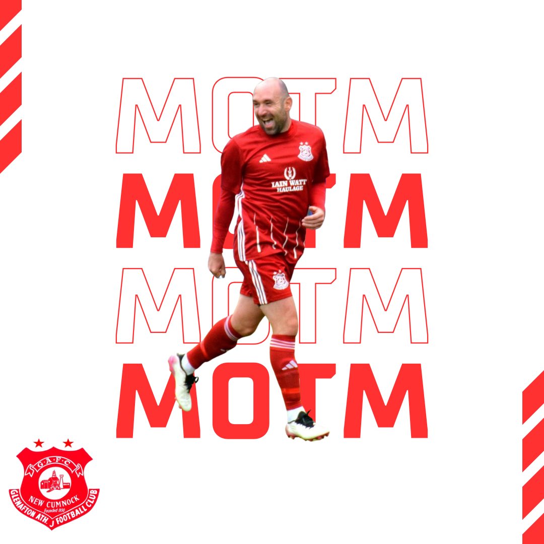 🏅⚽️| MAN OF THE MATCH

The results are in from out MOTM poll and you’ve voted for <a href="/themoff85/">michael moffat TAL</a> after his performance and 2 superb goals against <a href="/darvelfc/">Darvel FC</a>. Well done Moff 🔥

#awatheglens 🔴⚪️