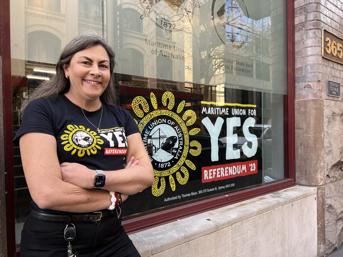 MUA (@maritimeunionau) on Twitter photo Assistant National Secretary <a href="/MichMyersMUA/">Mich-Elle Myers</a> showing off our new signage at National Office 🖤💛♥️ @yes23 #VoteYesAustralia #Yes23 #Unionsforyes Assistant National Secretary <a href="/MichMyersMUA/">Mich-Elle Myers</a> showing off our new signage at National Office 🖤💛♥️ @yes23 #VoteYesAustralia #Yes23 #Unionsforyes