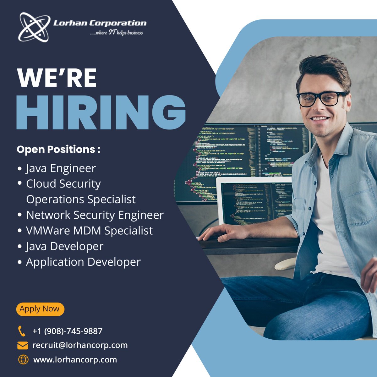 lorhancorp's tweet image. Join our team and soar to new heights. Opportunity awaits! Embrace challenges, innovation, and a supportive work culture. Make an impact with us today
Connect with us for more details
Visit our website: lorhancorp.com
#hiring #javaengineer #developer #appdeveloper
