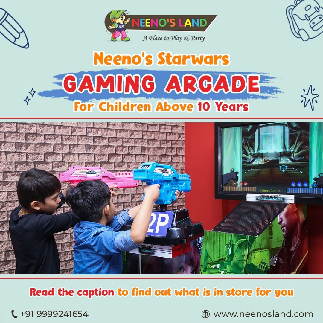 Starwar Gaming Arcade is one of Indirapuram's high-tech gaming areas with games 
 #neenosland #neenoslandindia #kidsplayzone #kidsplayarea #restraunt #cafe #kidsbirthday #arcade #games #gamingzone #starwars #birthdaypartykids #birthdaygiftideasforkids #kidsfirstbirthday