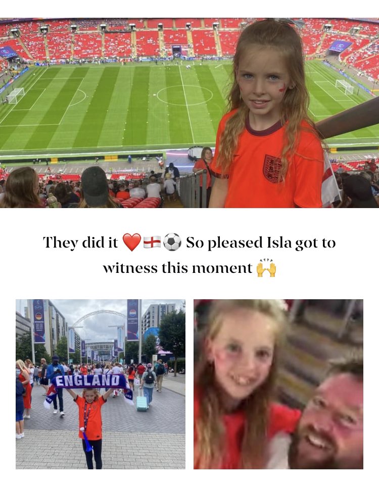 1 year ago today Isla got to watch Football Come Home 🏆🏴󠁧󠁢󠁥󠁮󠁧󠁿
An Unbelievable day and memories this Football obsessed girl will never forget 🙌
Thank you <a href="/Lionesses/">Lionesses</a> 🦁🫶 
Massive thanks to <a href="/JillStacey1/">Jill Stacey</a> for the tickets 🫶