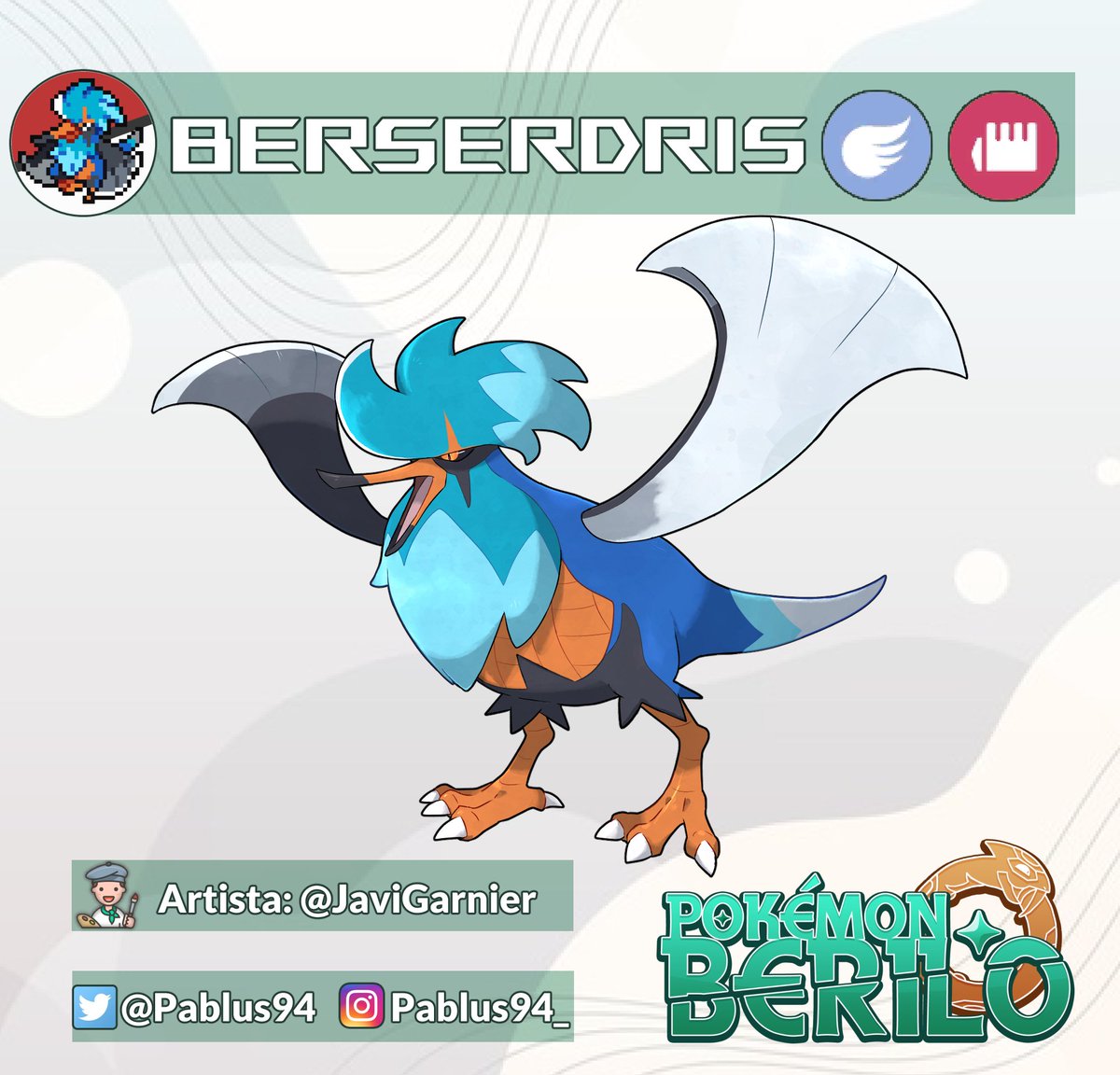 Pablus94's tweet photo. 🪓¡BERSERDRIS LLEGA A NUBIA!🪓

Diseñado por @JaviGarnier, desarrollador de @PkBrio

Axedris evoluciona a Berserdris luchando sin cesar, siendo temido en Nubia por su afán batallador😰

😱Se dice que sus alas pueden cortar el aire😱

¡Dadle amorcete para más diseños!🔄❤️🗨️ https://t.co/vY5x1EUHUj