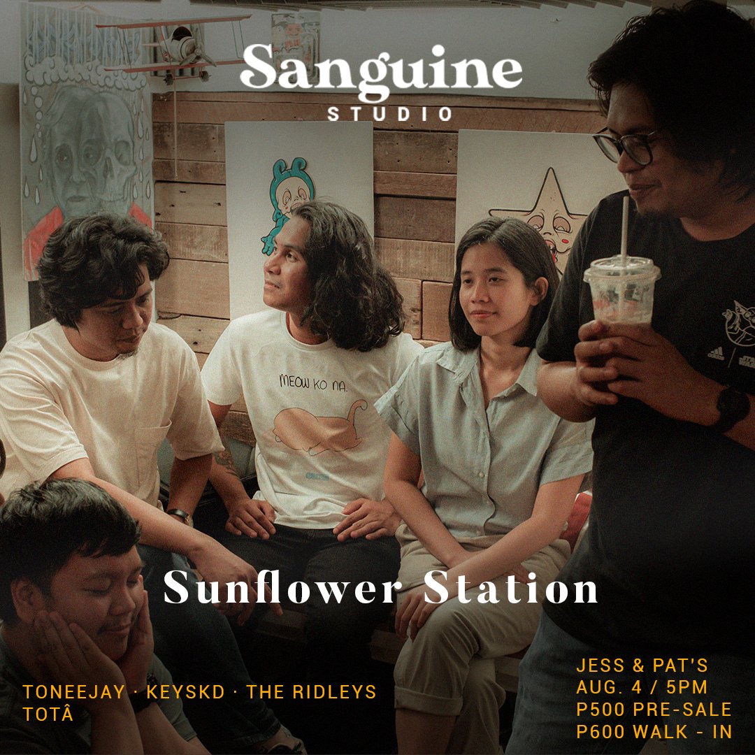 August 4 sa <a href="/jessxpats/">Jess & Pat's | #WeAreIndiesTOGETHER</a>.
<a href="/sanguinestudio_/">Sanguine Studio</a> 1st prod gig.

Pre-sale tickets, please fill up the form 
tinyurl.com/3xtyak95

Band merchandise would also be available at the venue!

Kitakits! 🌻