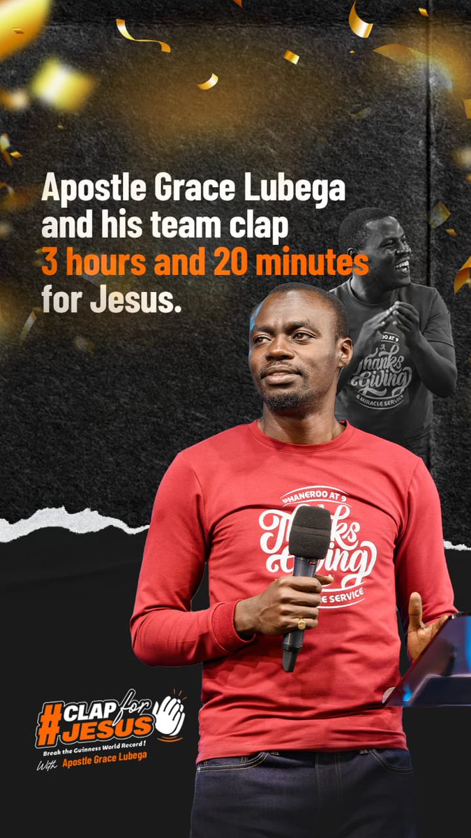 Apostle Grace and his team clap 3 hours and 20 minutes for Jesus 👏🏽

bit.ly/ClapForJesusLi…
#ClapForJesusWorldRecord
#ClapForJesus