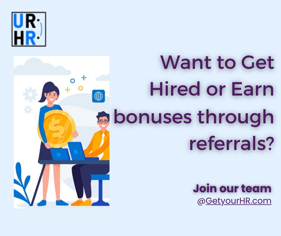 getyourHR's tweet photo. 🚀 Join GetyourHR for Job Referral Bonuses! 🎁 Connect with top candidates and supercharge your rewards. Get hired or earn exciting incentives! 💼🌟 #GetyourHR #JobReferralBonuses #JoinNow https://t.co/5GcdFsKkrL