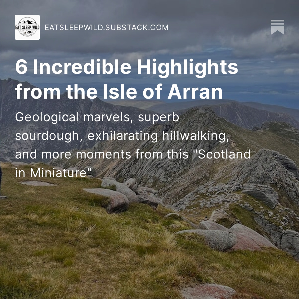 Spent the last few days cycling on #Arran. Holy wow is my mind blown! Most notably by the geology, but also: epic sourdough bread + some best ever cycling on some magical coast line! You can read about it in my latest Substack: 

open.substack.com/pub/eatsleepwi…

#scotland #scottishisles