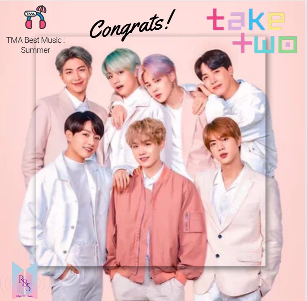 Estamos felices ! 😁 

Se consiguió  el Win TMA Best Music Summer para #TakeTwo !!!

Gracias Army!!!💜

CONGRATULATIONS BTS!!
#TakeTwoByBTS 
#BTS