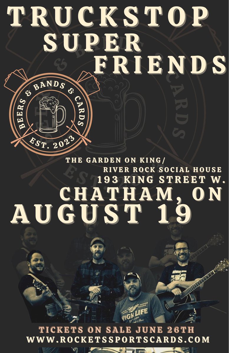 UphamD's tweet photo. Live music on Saturday August 19th in Chatham, ON! Check out this awesome Canadian lineup headlined by Juno nominated band @cufftheduke!
@theCJMBand @TruckstopF @ronleary 
Presented by: @RocketSports9 https://t.co/qi0J9nx7mB