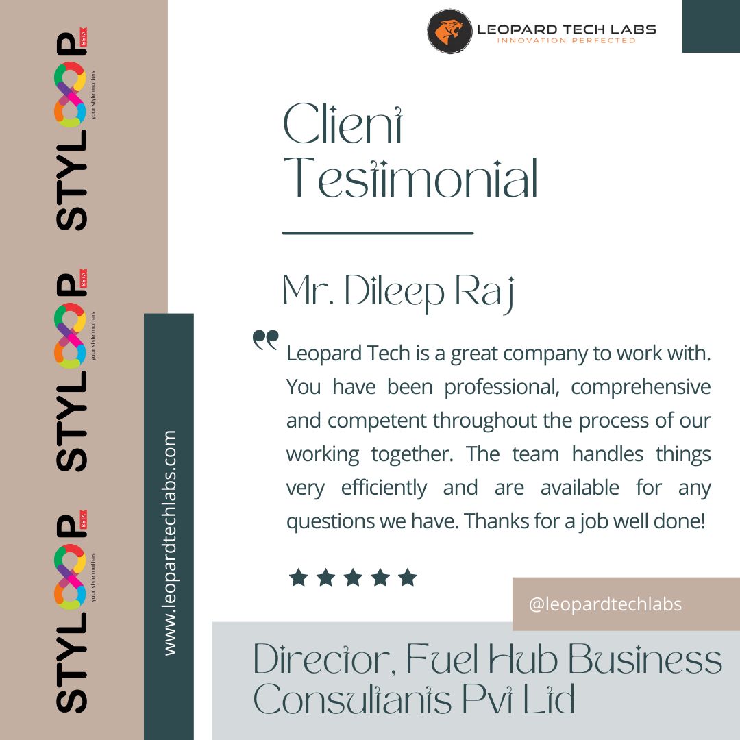 leopardtechlabs's tweet photo. Humbled &amp; inspired by STYLOOP's success! 🙌 Our team's hard work pays off. Grateful for amazing clients who trust us. 🤝 

#GratefulForSuccess #MotivatedByClients #AchievementUnlocked #CollaborativeEfforts #BlessedWithGreatClients #TechPartnership #ecommerce #styloop #leopard https://t.co/EcAAGTBZVz
