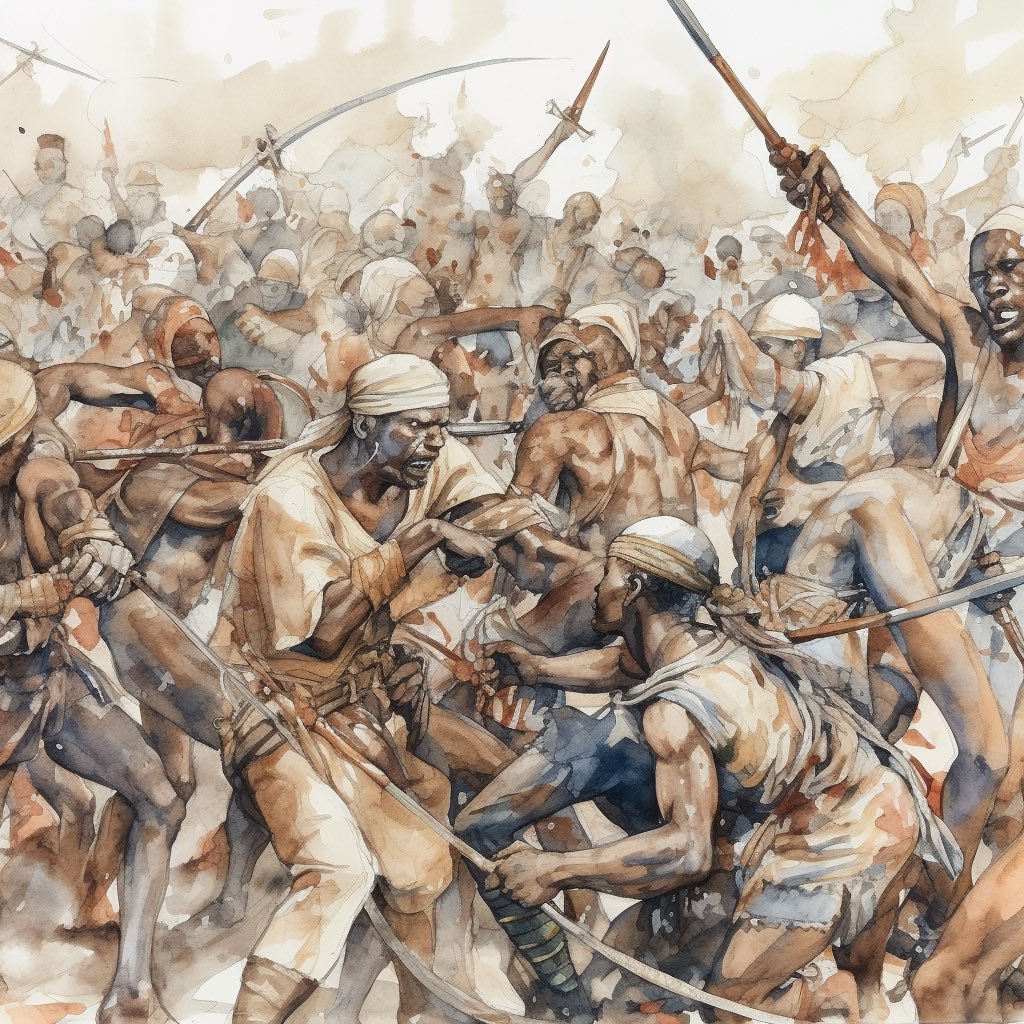 vber_store's tweet photo. TITTLE: THE CHAOS OF WAR
Artwork by @vber_art 

Many of the warriors who survived on the defeated side were taken as slaves to serve in hard labor.

#photoframing #photoframingkampala #art #framingartwork #framingart #artkampala #fineart #africanartist #africanartwork #uganda https://t.co/kWCsc63mWA
