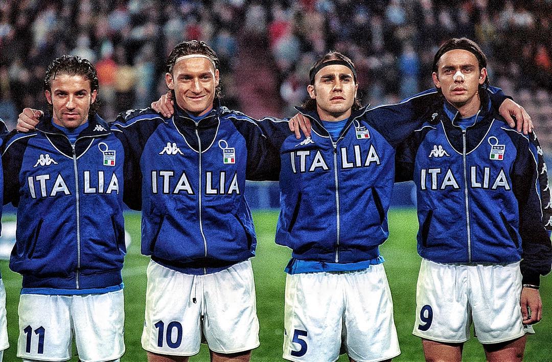90sfootball's tweet photo. Alessandro Del Piero, Francesco Totti, Fabio Cannavaro and Filippo Inzaghi. https://t.co/TaULpW6JXK