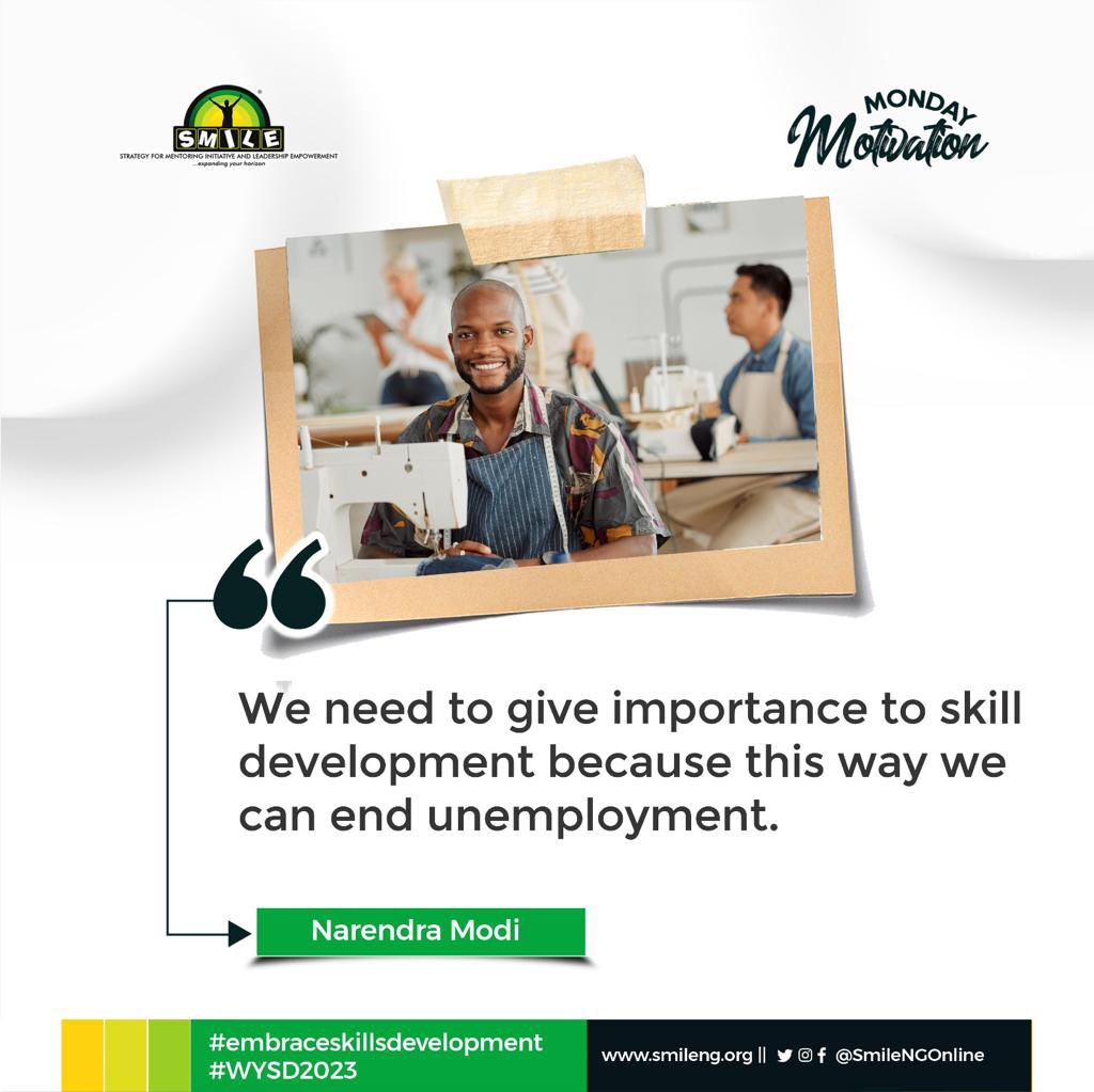 smilengonline's tweet photo. The world we live in requires more than formal education.
A fine blend of formal education, vocational skills, soft skills, digital skills and much more is just the right way to go about it
Have a great week!
#embraceskillsdevelopment
#WYSD2023
#youthleadership
#learnaskill https://t.co/SRvEKE7JRG