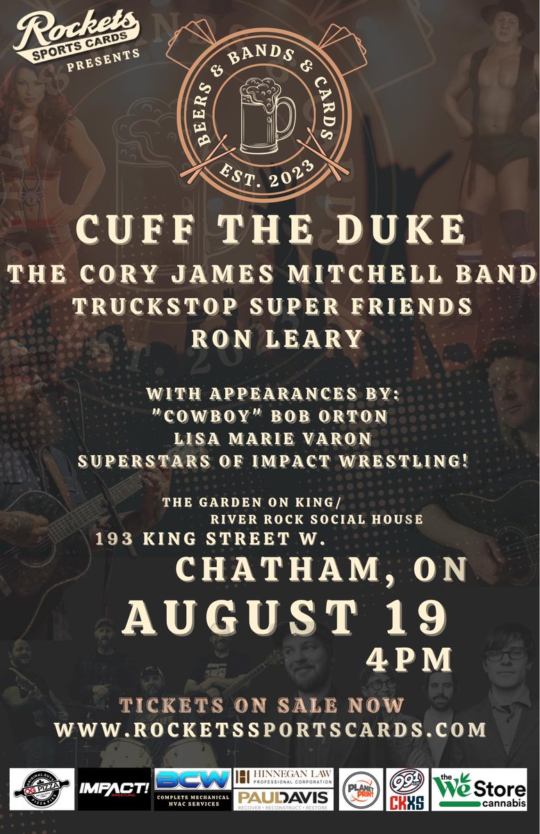 UphamD's tweet photo. Meet WWE Hall-of-Famer "Cowboy" Bob Orton, wrestling superstar @REALLiSAMARiE (WWE Victoria / TNA Tara), and superstars from @IMPACTWRESTLING!!! Saturday August 19th in Chatham, ON! 
Presented by: @RocketSports9 https://t.co/XswHPcTAwQ