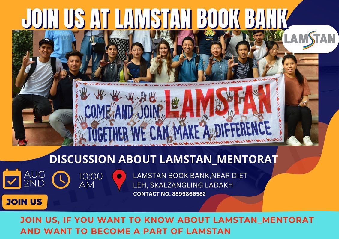 LamstanMentorat's tweet photo. Jullay/ Salam Everyone!
We are organising a Discussion meet about Lamstan_Mentorat.
If you want to know about Lamstan_Mentorat &amp; want to become a part of it. Then join us at Lamstan Book Bank,near DIET Leh, Skalzangling Ladakh. Time: 10 Am ,2nd August 2023.
Ya jullay !
#lamstan https://t.co/vOZZ8of9BO