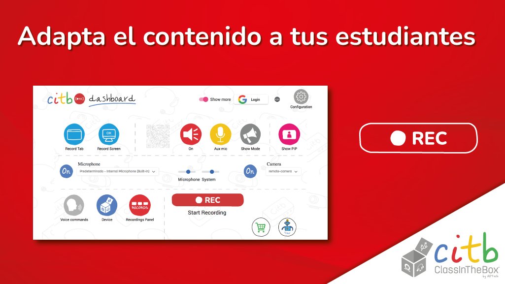 ClassInTheBox's tweet photo. 📹 Importa vídeos de YouTube o Vimeo, o crea tus propios tutoriales con la extensión de #citbREC🔴, y adapta el contenido a tus estudiantes. 🔧 https://t.co/I7JUDF3IDY
