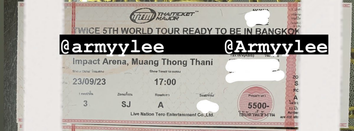 armyylee's tweet photo. Wts TWICE IN BANGKOK ปล่อยบัตร sat 23.09
✅ seating SJ row A หน้าบัตร 6200baht
✅ proof 
✅ bts/mrtได้ค่ะ. Can meetup Bangkok
Line https://t.co/T8eHw6zq9w
 #ทไว้2023 #RTBinBangkok #READYTOBE_IN_BANGKOK 
#TWICE_5TH_WORLD_TOUR_BANGKOK 
#TWICE_5TH_WORLD_TOUR_IN_BKK 
#RTBinBangkok https://t.co/yIa14bAWMy
