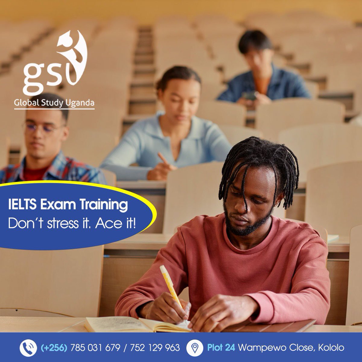 Ace your IELTS Exams thanks to our IELTS Exam Training.

Contact us for free support via globalstudyuganda.com

#GSU #IELTSTraining #EnglishExams #MondayMotivation