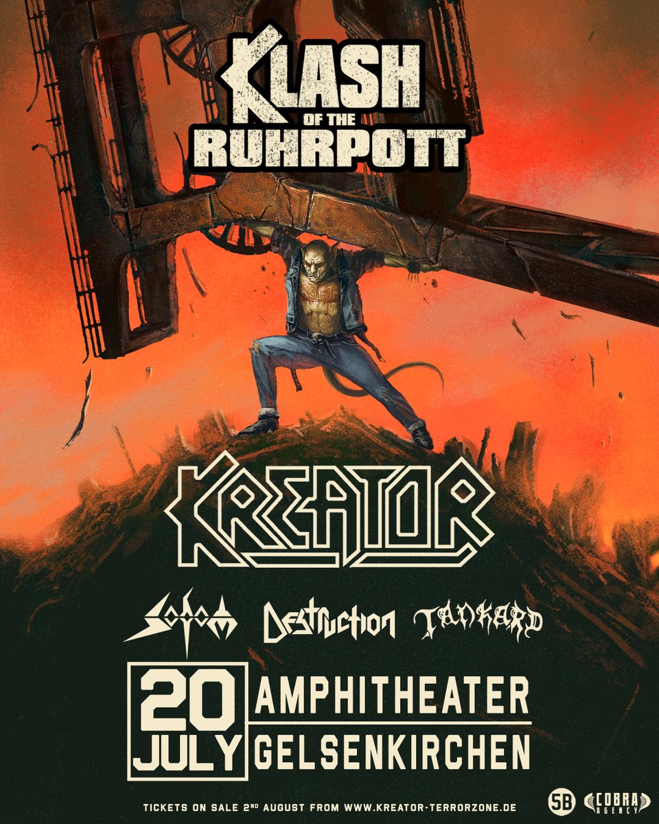 Hordes! Prepare for KLASH OF THE RUHRPOTT!

The long awaited union of Germany’s legendary Teutonic 4: KREATOR, SODOM, DESTRUCTION &amp; TANKARD. Prepare for some DEEP CUTS in our setlist! 🔥

Tickets on sale 2nd August at 10am CEST. 
Sign-up to our mailing list for early access!