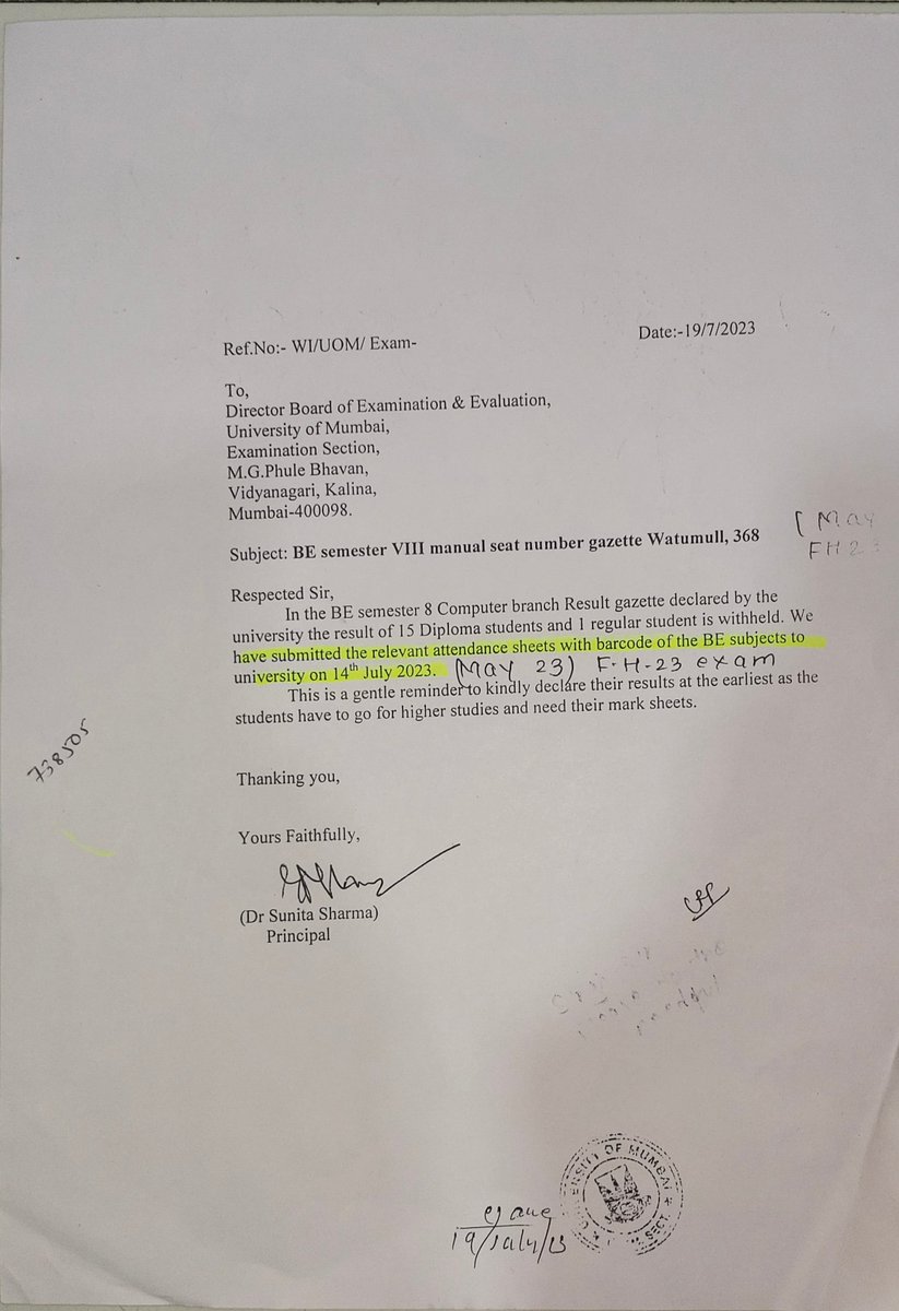 krish_dasani's tweet photo. @MumbaiUni @dvkesarkar @mieknathshinde
Urgent Issue with Mumbai University Results
On 12/07/2023,@MumbaiUni declared results,but many students,including myself,are left hanging with results held Despite our efforts to inquire,we're met with vague excuses!#MumbaiUniversityResults https://t.co/A809Zr6srQ