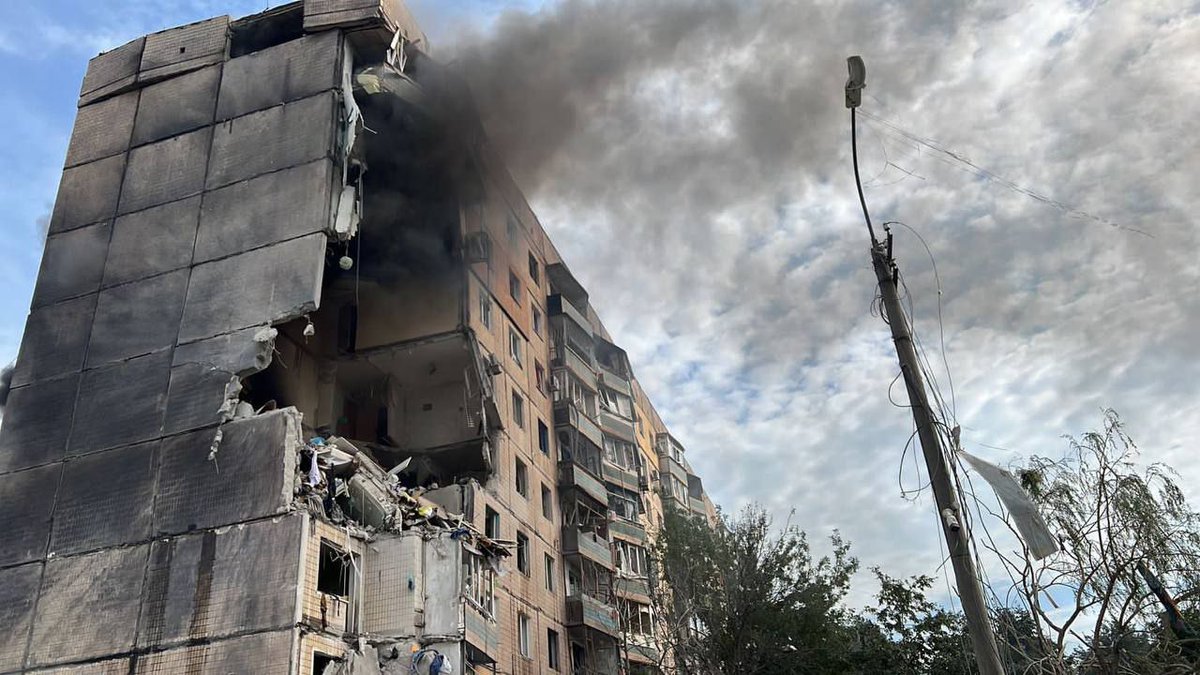 OlenaHalushka's tweet photo. Another day, another russian war crime: entire block in the residential house in Kryvyi Rih was just demolished by the russian missile. Why? Just because russia can do that
Photo: ombudsman Lubinets https://t.co/mJ5iVWS1NA