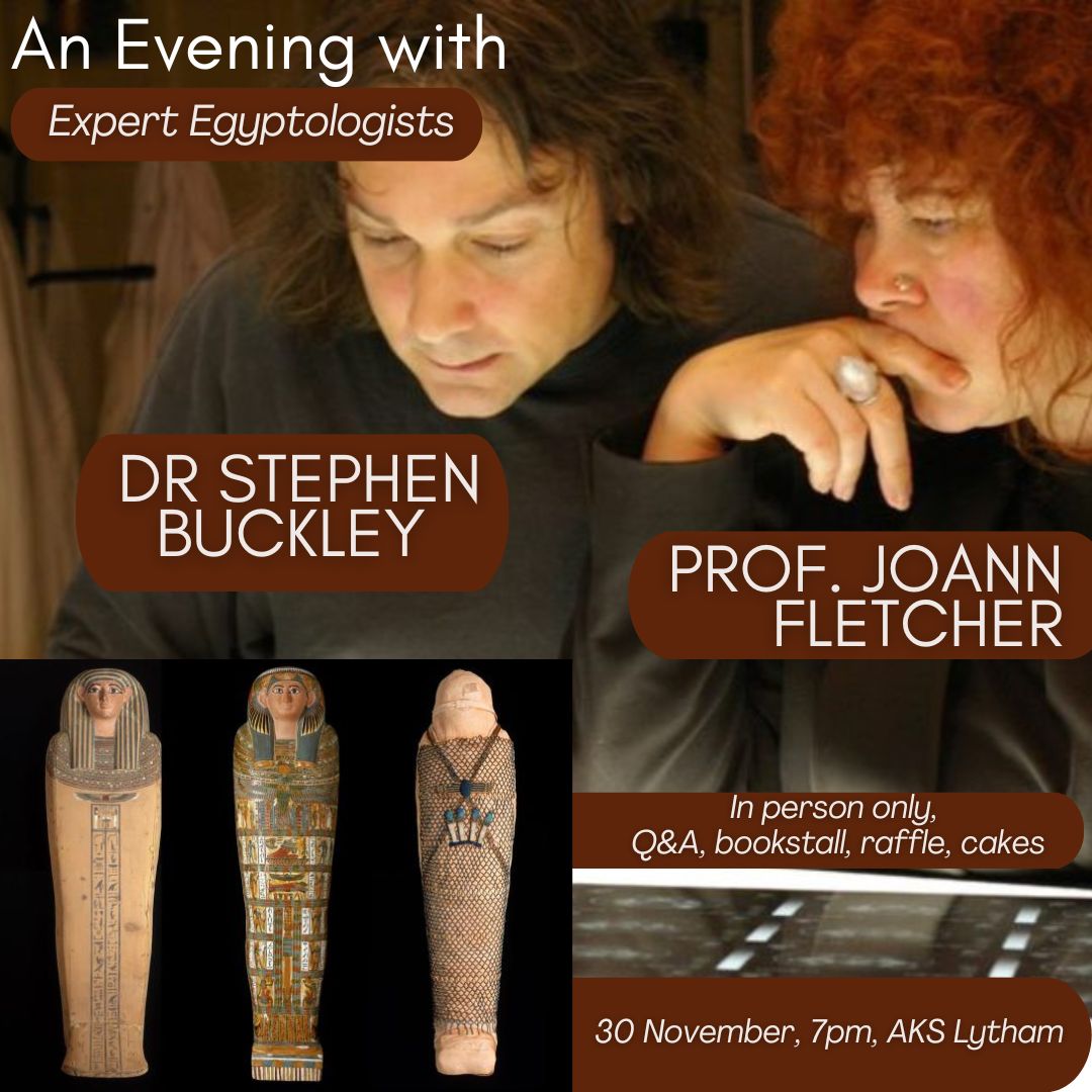 Revealing our 10th Anniversary programme! 

Event #4: all things #ancientegypt with...

Prof. Joann Fletcher <a href="/ImmortalEgypt/">Immortal Egypt: Prof. Joann Fletcher</a> and Dr Stephen Buckley <a href="/UniOfYork/">University of York</a> will answer your questions in a special Q&amp;A on 30 November at <a href="/AKSSchool/">AKS Lytham</a>

No need to pre-book - see you there! #egyptology