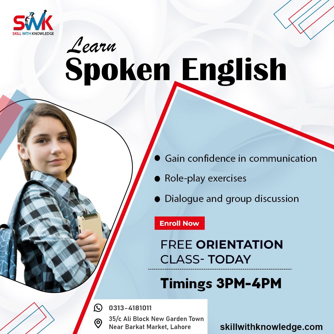 🗣️ Last Chance for Today's FREE Spoken English Class! 🗣️

🌟 Don't Miss Out - Join Now! 🌟

🗓️ Date: [31-7-2023]
⏰ Time: [3PM - 4PM]
📍 Location: [35/C, Ali Block, New Garden Town, Lahore]

#joinswk #SpokenEnglish #LanguageSkills #FreeClass #ConfidentCommunication #LastChance